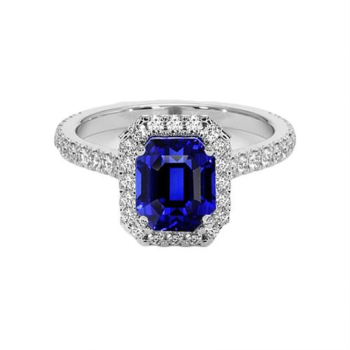 Halo Blue Saphir Diamantring mit Akzenten 10,25 Karat - harrychadent.de