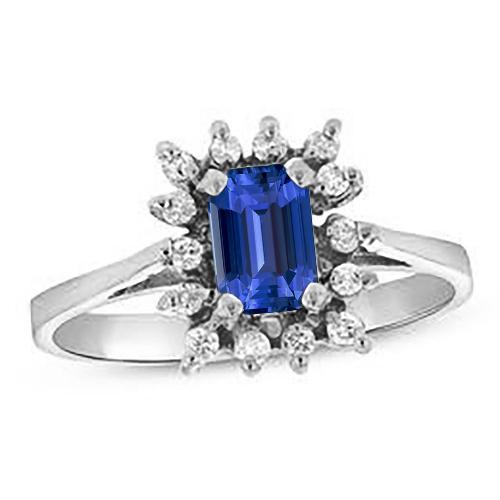 Halo Blue Saphir Ehering Smaragd 2.50 Karat Blumenstil - harrychadent.de