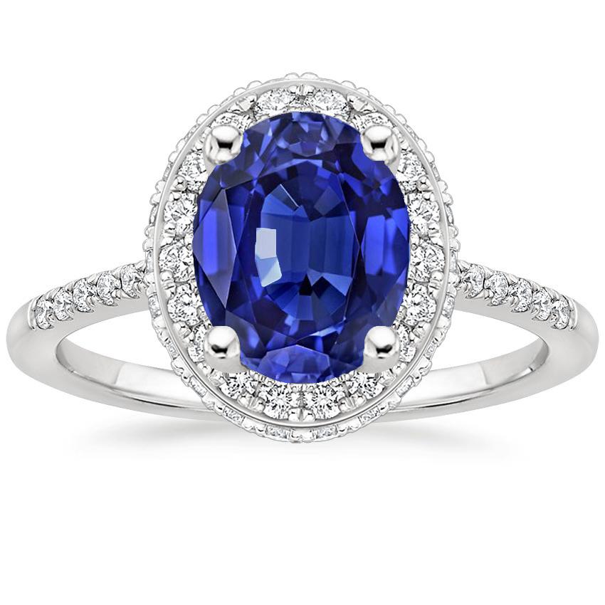 Halo Blue Saphir Ring Oval Cut & Pave Set Diamanten 3,75 Karat - harrychadent.de