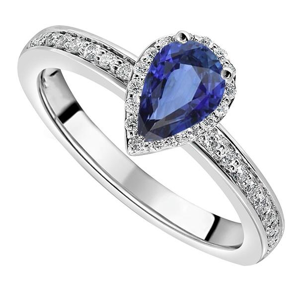 Halo Blue Saphir Ring Weißgold 14K & Diamanten 4 Karat - harrychadent.de