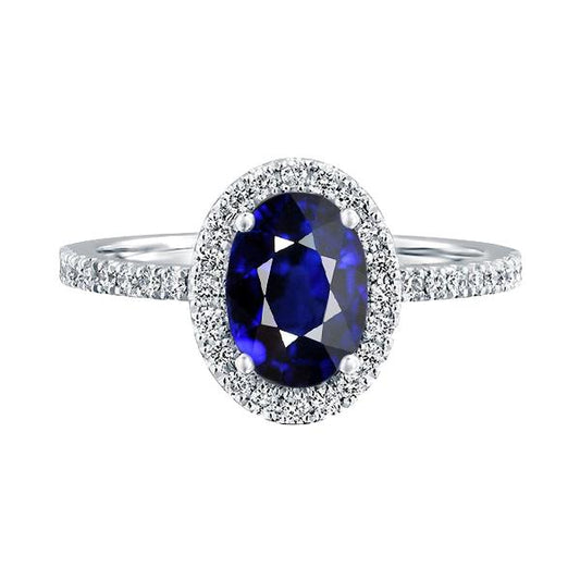 Halo Ceylon Saphir Oval Diamant Jubiläumsring 3.50 Karat - harrychadent.de