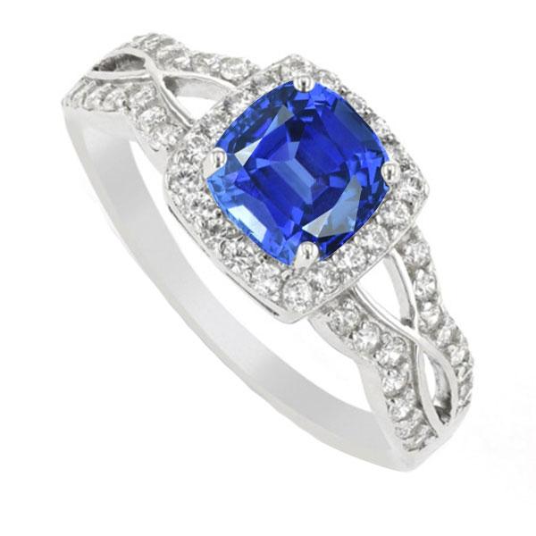 Halo Cushion Ceylon Saphir Ring 4 Karat Infinity Style Diamanten - harrychadent.de