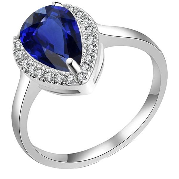 Halo Deep Blue Saphir Ring Weißgold & Diamanten 3,50 Karat - harrychadent.de