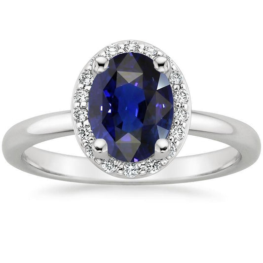 Halo Diamant Blue Saphir Verlobungsring 4 Karat Weißgold 14K - harrychadent.de