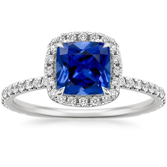 Halo Diamant Ceylon Saphir mit Akzenten Ring 3,25 Karat Gold 14K - harrychadent.de