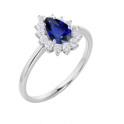 Halo Diamant Ring Star Style Birne Sri Lanka Saphir 2,25 Karat
