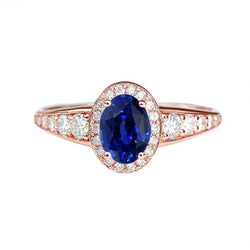 Halo Aus der Erde Abgebauter Natürlicher Diamant Saphir Jubiläumsring Ovalschliff Sri Lanka 3,50 Karat