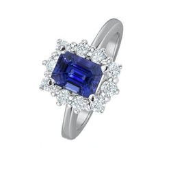 Halo Aus der Erde Abgebauter Natürlicher Diamant Smaragd Ceylon Saphir Verlobungsring 8.20 Karat