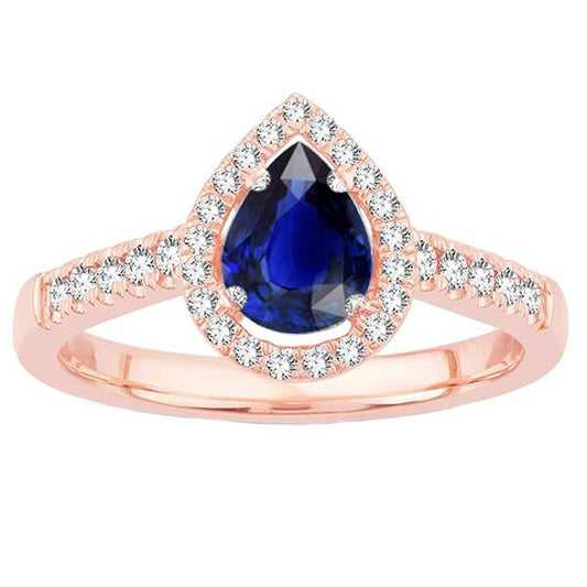 Halo Diamant-Verlobungsring Birne Blauer Saphir 3.50 Karat - harrychadent.de