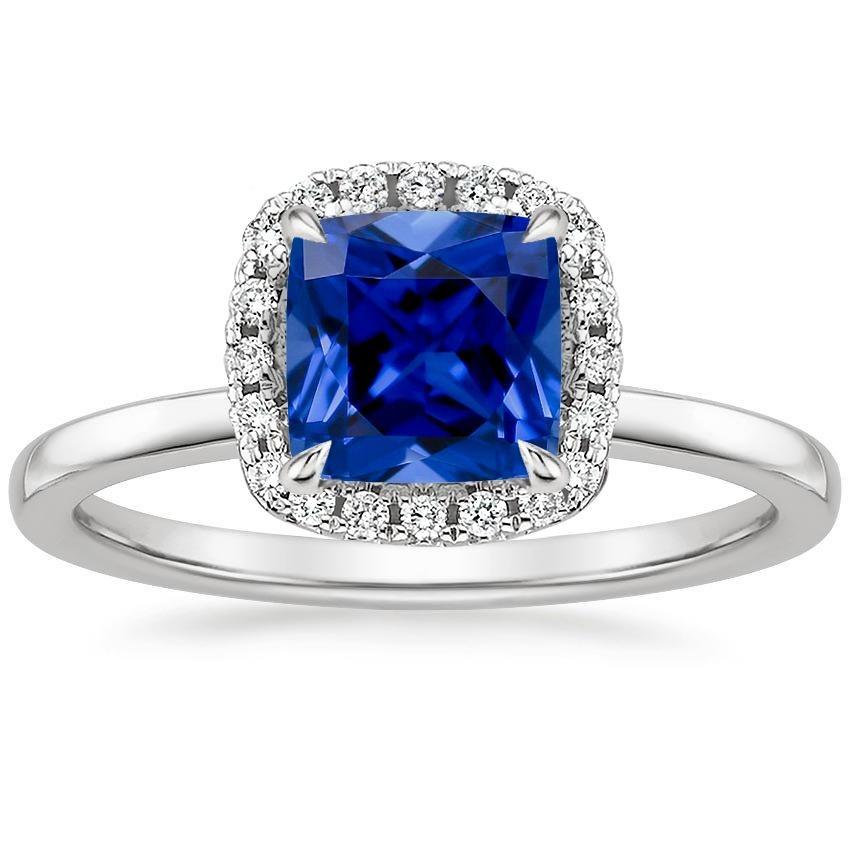Halo Diamant-Verlobungsring Krappenset Blauer Saphir Gold 2,75 Karat - harrychadent.de