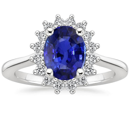 Halo Diamantring Flower Style Ceylon Saphir 4 Karat - harrychadent.de