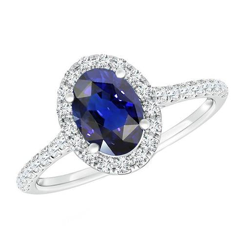 Halo Diamantring Gold Oval Sri Lanka Saphir Mit Akzenten 6 Karat - harrychadent.de