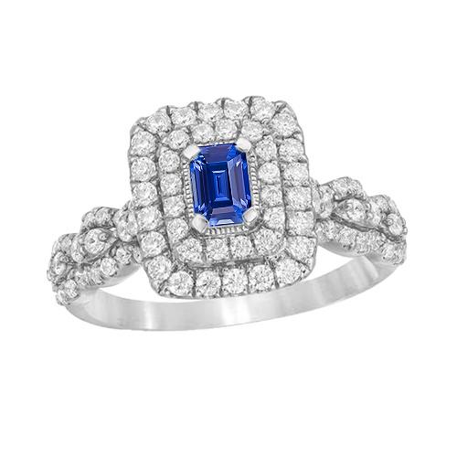 Halo Diamantring Vintage Style Smaragdblauer Saphir Schmuck 3 Karat - harrychadent.de
