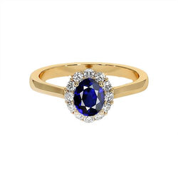 Halo-Diamantring für Damen Natürlicher Oval Blauer Saphir 7.50 Karat