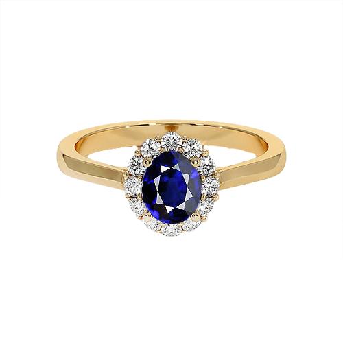 Halo-Diamantring für Damen Natürlicher Oval Blauer Saphir 7.50 Karat - harrychadent.de