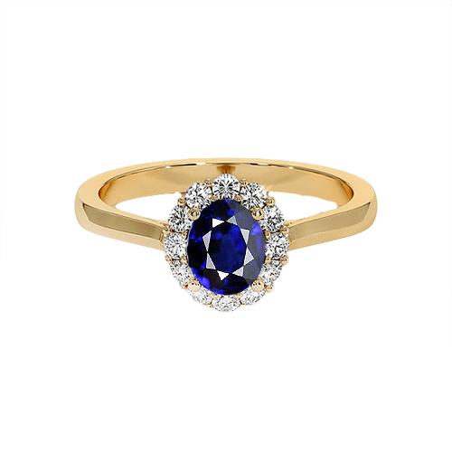 Halo-Diamantring für Damen Natürlicher Oval Blauer Saphir 7.50 Karat - harrychadent.de