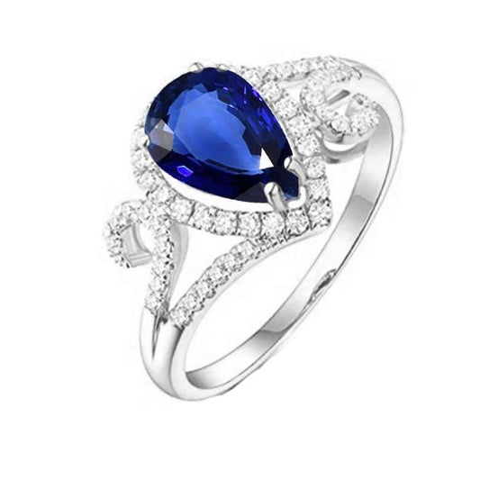 Halo Edelstein Blauer Saphir Ring & Diamanten 3.50 Karat Damen Schmuck - harrychadent.de