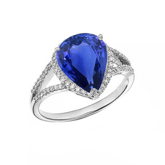 Halo Edelstein Ring Blauer Saphir & Diamanten 3.50 Karat Damenschmuck - harrychadent.de