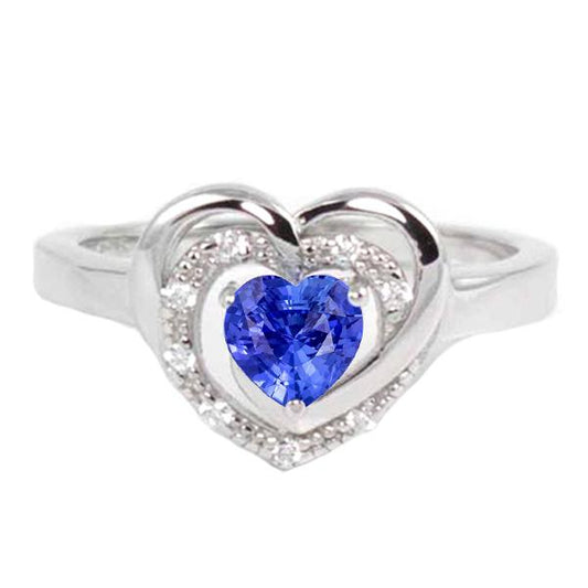 Halo Edelstein Ring Herz Blauer Saphir Schmuck 1,50 Karat Weißgold - harrychadent.de