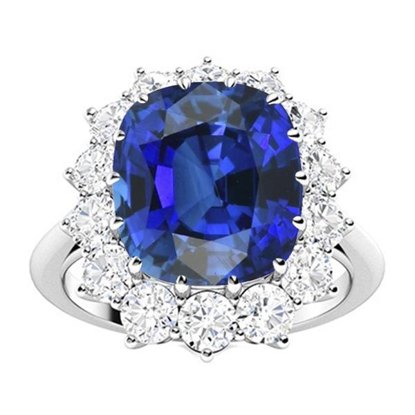 Halo Ehering Kissen Blauer Saphir 6 Karat Diamanten im Blumenstil - harrychadent.de