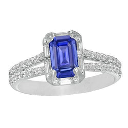 Halo Ehering Split Shank Sri Lanka Saphir & Aus der Erde Abgebauter Natürlicher Diamanten 3 Karat