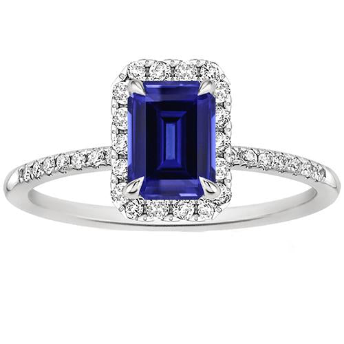 Halo Fancy Diamant Ring Smaragdschliff Sri Lanka Saphir 4,25 Karat - harrychadent.de