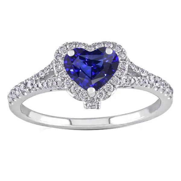 Halo Heart Blue Saphir Ring Pave Split Shank Diamants 3,50 Karat - harrychadent.de