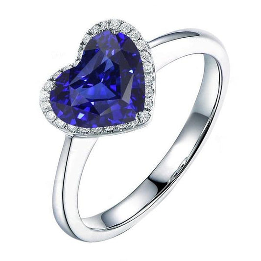 Halo Heart Ceylon Saphir Ehering 3,50 Karat Goldschmuck - harrychadent.de