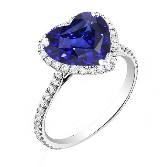 Halo Heart Ceylon Saphir Verlobungsring 4,50 Karat Diamantschmuck - harrychadent.de