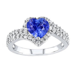 Halo Heart Hellblauer Saphirring Doppelschaft Aus der Erde Abgebauter Natürlicher Diamanten 4 Karat