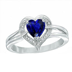 Halo Heart Style Sri Lanka Saphirring 1,50 Karat Aus der Erde Abgebauter Natürlicher Diamanten
