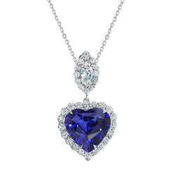 Halo-Herz-Saphir-Anhänger Marquise & runder Aus der Erde Abgebauter Natürlicher Diamant 3,25 Karat