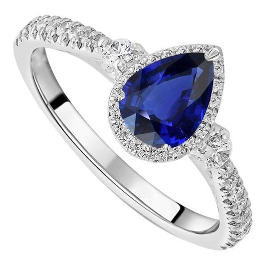 Halo Jubiläum Ceylon Saphir Ring & Diamanten 5 Karat Schmuck - harrychadent.de