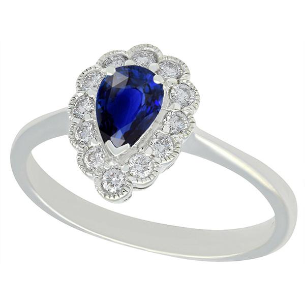 Halo Jubiläumsring Antik-Stil Blauer Saphir Edelstein 3,50 Karat - harrychadent.de