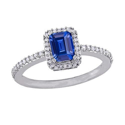 Halo Jubiläumsring Smaragd Saphir 3 Karat & Aus der Erde Abgebauter Natürlicher Diamant mit Akzent