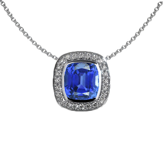 Halo-Kissen-Edelstein & runder Aus der Erde Abgebauter Natürlicher Diamant-Anhänger 14K Gold 3,50 Karat