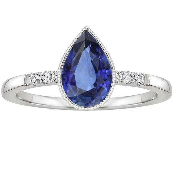 Halo Lünette Ring Birne Sri Lanka Saphir & Diamanten 2,50 Karat - harrychadent.de