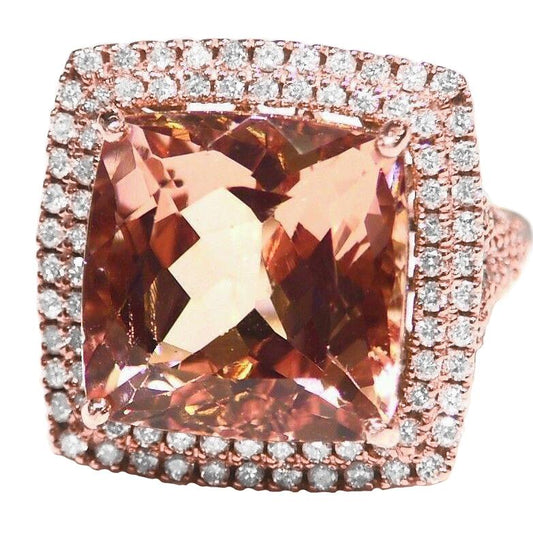Halo Morganit 12,75 Karat Trauring Krappenset Roségold 14K - harrychadent.de