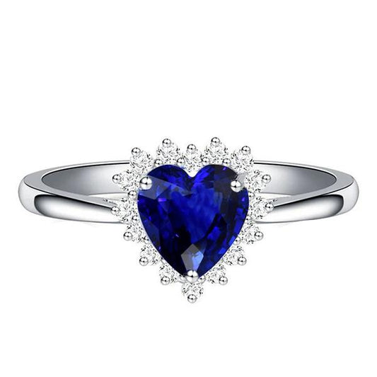 Halo Natural Blue Saphir Ring Star Style Diamanten 2,50 Karat - harrychadent.de