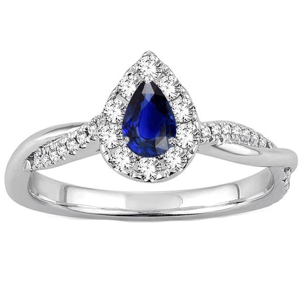 Halo Pear Blue Saphir Ring Twist Style Runde Diamanten 3,50 Karat - harrychadent.de