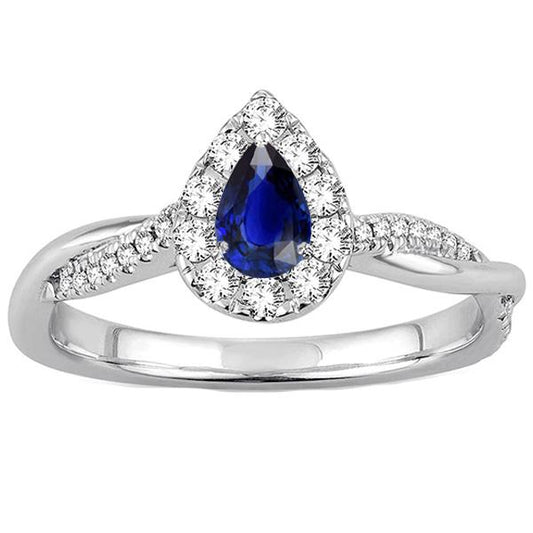 Halo Pear Blue Saphir Ring Twist Style Runde Diamanten 3,50 Karat - harrychadent.de