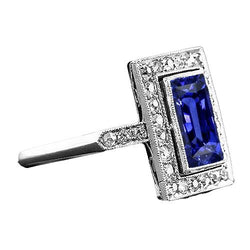 Halo Radiant Ceylon Saphir Ring Antik-Stil & Aus der Erde Abgebauter Natürlicher Diamanten 4 Karat