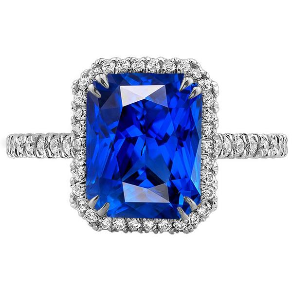 Halo Radiant Saphir Ring Doppelstift Diamanten 5,50 Karat - harrychadent.de