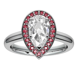 Halo Ring Altschliff Birnendiamant & runder rosa Saphir 5,25 Karat