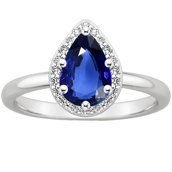 Halo Ring Birne Sri Lanka Saphir & Diamanten 3 Karat - harrychadent.de