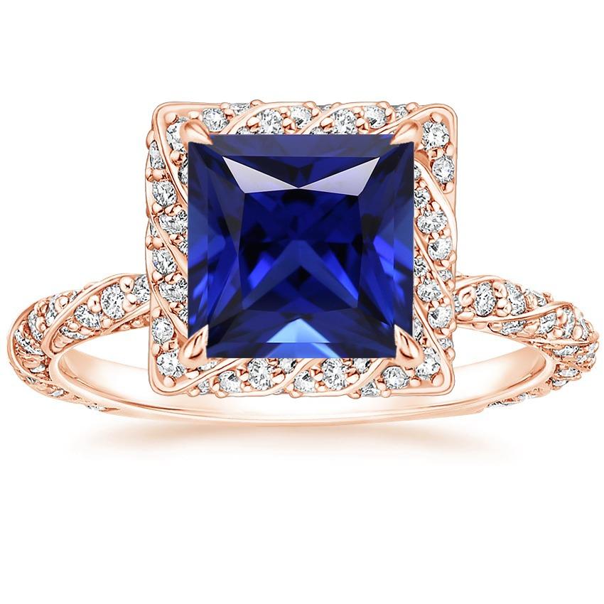 Halo-Ring aus Roségold Prinzessin Sri Lanka Saphir und Diamant 6 Karat - harrychadent.de