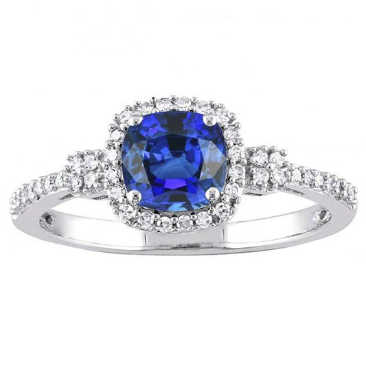 Halo Ringkissen Ceylon Saphir Krappenset Diamanten 3,50 Karat - harrychadent.de