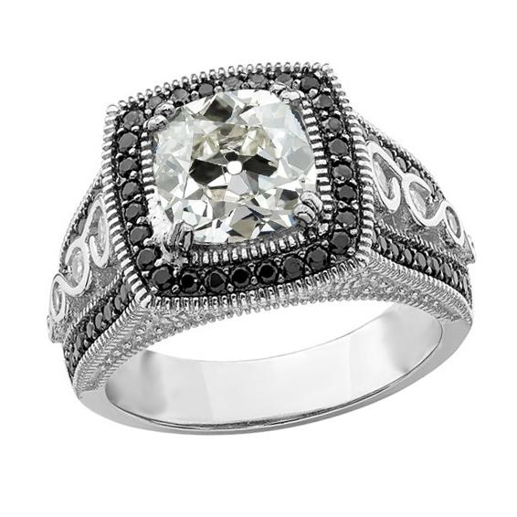 Halo Runden alter Bergmann & Black Diamant Ring Milgrain Schaft 4 Karat - harrychadent.de