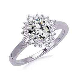 Halo Runder Altschliff-Aus der Erde Abgebauter Natürlicher Diamant-Jubiläumsring Blumenstil 4 Karat