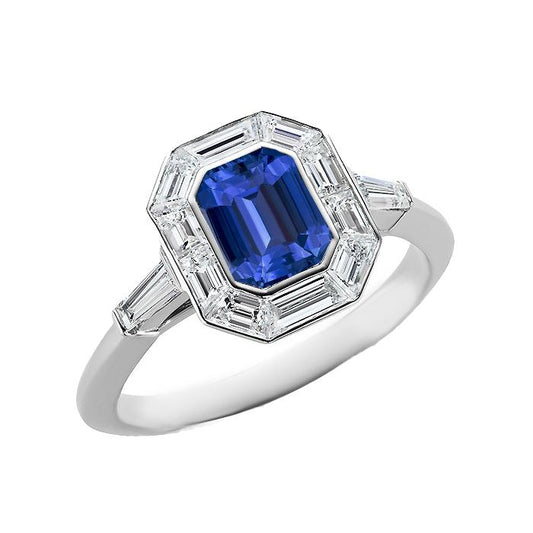 Halo Smaragd Ceylon Saphir Ring 3.50 Karat Diamant Damenschmuck - harrychadent.de